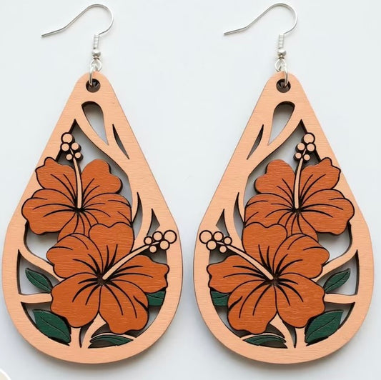 Hand Painted Teardrop Earrings