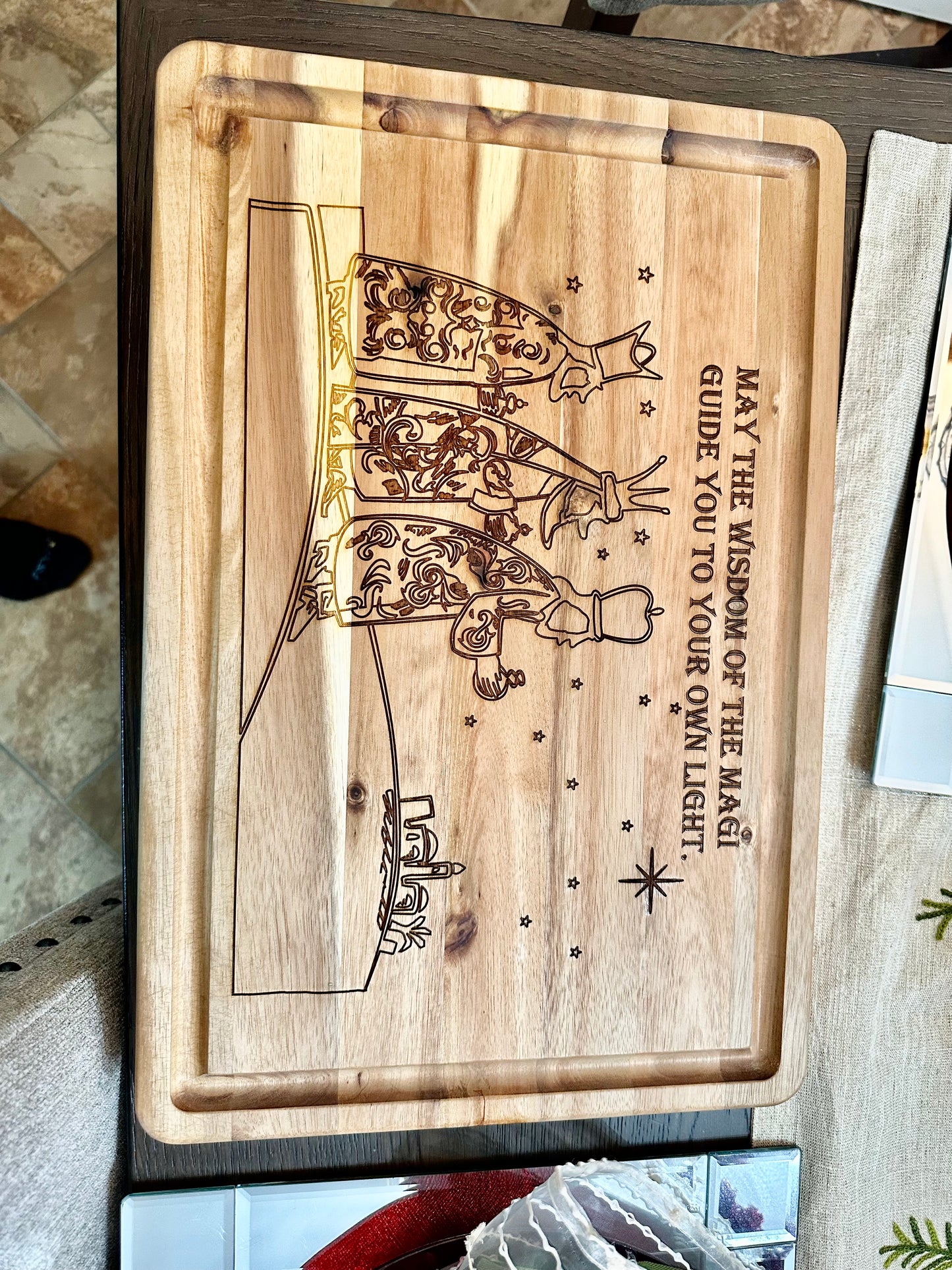 Engraved 3 Kings Cutting Board