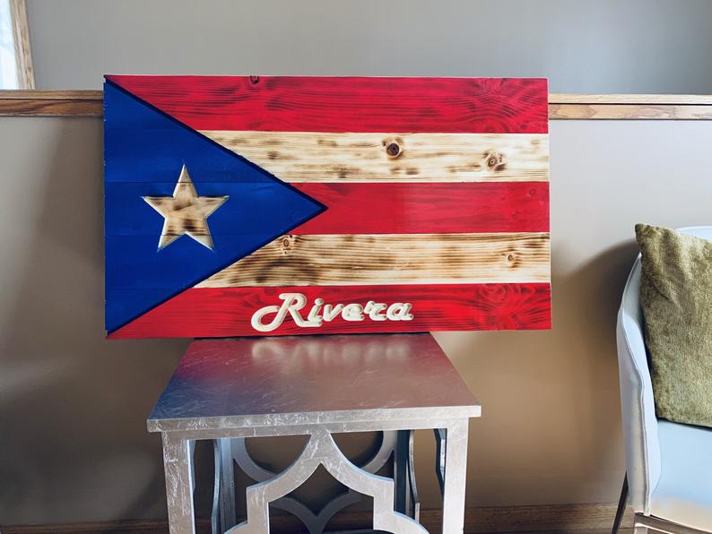 Pr Flag Letters Personalized Rectangular Rustic PR Flag β EngraveX LLC